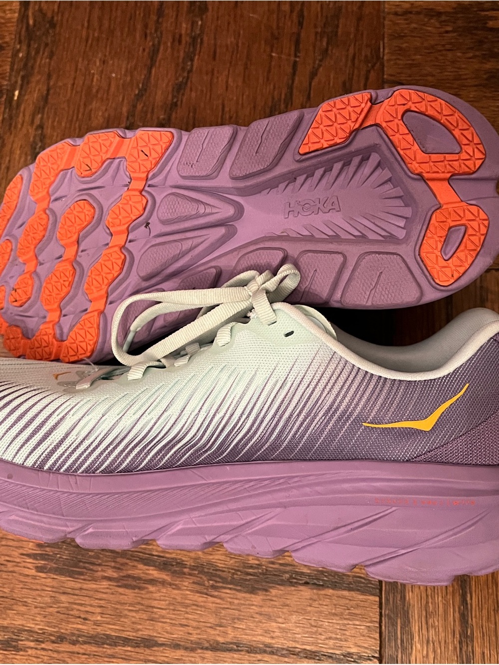 Hoka One One Women's Mint Green & Purple Running Shoes - Picture 2 of 6